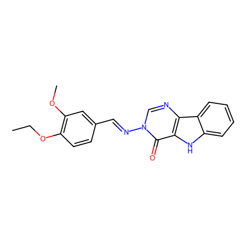 (E)-3-((4-ethoxy-3-methoxybenzylidene)amino)-3H-pyrimido[5,4-b]indol-4(5H)-one structure