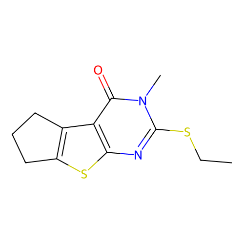 2-(ethylthio)-3-methyl-6,7-dihydro-3H-cyclopenta[4,5]thieno[2,3-d]pyrimidin-4(5H)-one structure