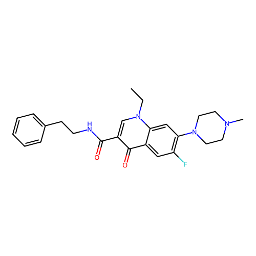 1-ethyl-6-fluoro-7-(4-methylpiperazin-1-yl)-4-oxo-N-phenethyl-1,4-dihydroquinoline-3-carboxamide structure
