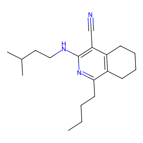 1-Butyl-3-[(3-methylbutyl)amino]-5,6,7,8-tetrahydroisoquinoline-4-carbonitrile structure