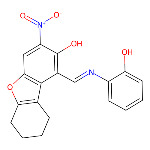 (1Z)-1-[(2-hydroxyanilino)methylidene]-3-nitro-6,7,8,9-tetrahydrodibenzofuran-2-one structure