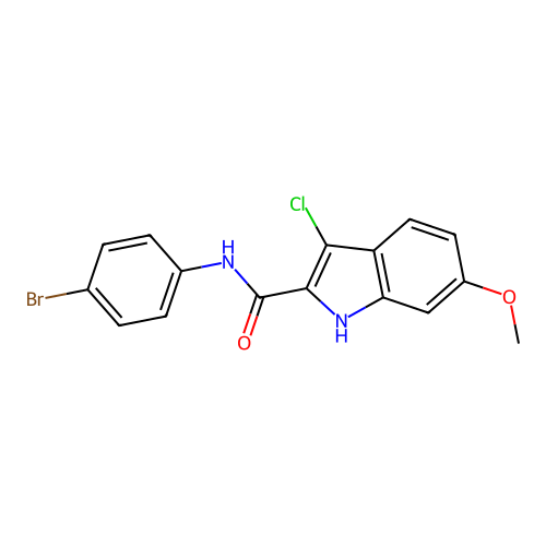 N-(4-bromophenyl)-3-chloro-6-methoxy-1H-indole-2-carboxamide structure