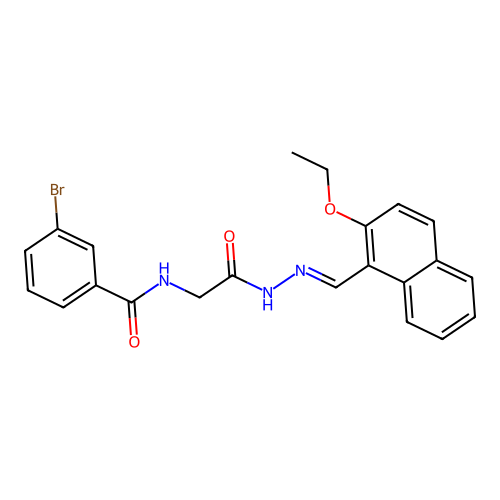 (E)-3-bromo-N-(2-(2-((2-ethoxynaphthalen-1-yl)methylene)hydrazinyl)-2-oxoethyl)benzamide structure