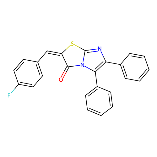 (2E)-2-(4-fluorobenzylidene)-5,6-diphenylimidazo[2,1-b][1,3]thiazol-3(2H)-one structure