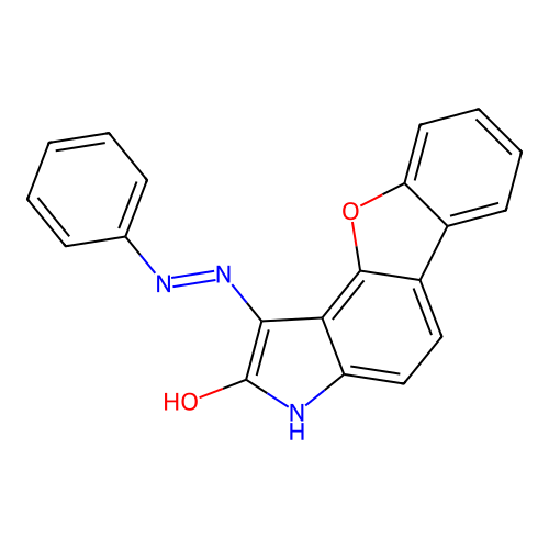 (E)-1-(2-phenylhydrazono)-1H-benzofuro[2,3-e]indol-2(3H)-one structure