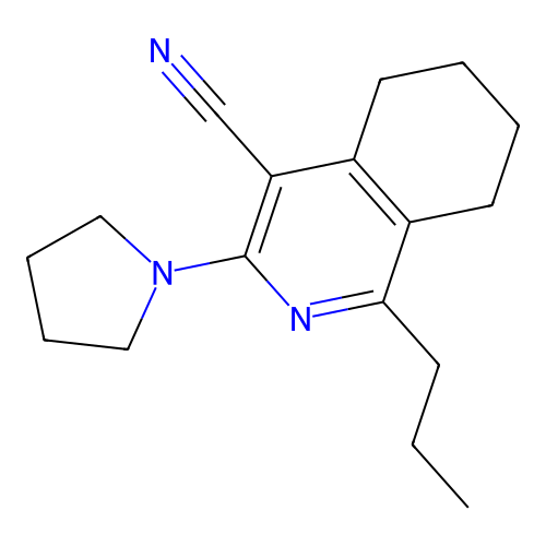 1-Propyl-3-(pyrrolidin-1-yl)-5,6,7,8-tetrahydroisoquinoline-4-carbonitrile structure