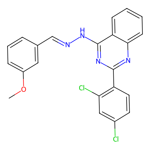 2-(2,4-dichlorophenyl)-4-[(2E)-2-(3-methoxybenzylidene)hydrazinyl]quinazoline structure