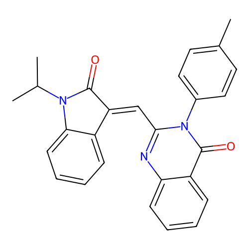(E)-2-((1-isopropyl-2-oxoindolin-3-ylidene)methyl)-3-(p-tolyl)quinazolin-4(3H)-one structure