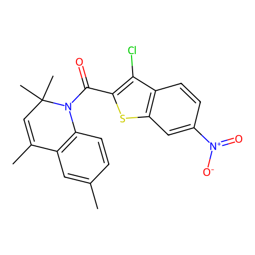 (3-chloro-6-nitro-1-benzothiophen-2-yl)(2,2,4,6-tetramethylquinolin-1(2H)-yl)methanone structure