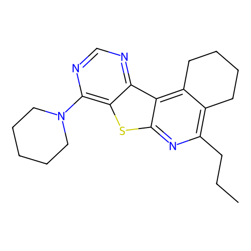 8-(piperidin-1-yl)-5-propyl-1,2,3,4-tetrahydropyrimido[4',5':4,5]thieno[2,3-c]isoquinoline structure