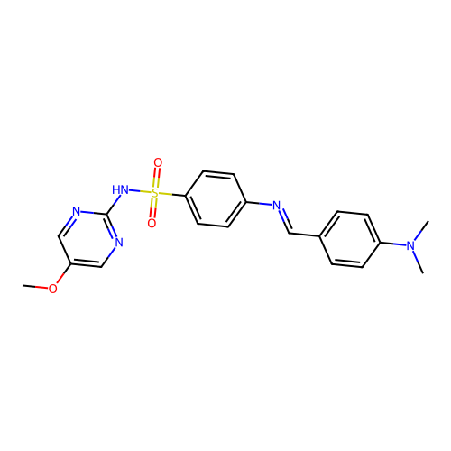 (E)-4-((4-(dimethylamino)benzylidene)amino)-N-(5-methoxypyrimidin-2-yl)benzenesulfonamide structure