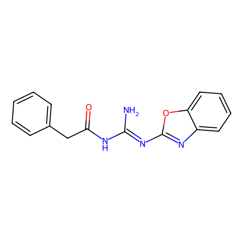 (E)-N-(amino(benzo[d]oxazol-2-ylamino)methylene)-2-phenylacetamide structure