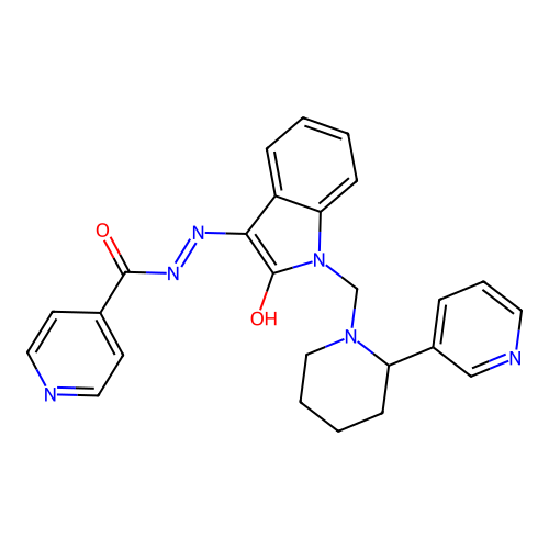 (E)-N'-(2-oxo-1-((2-(pyridin-3-yl)piperidin-1-yl)methyl)indolin-3-ylidene)isonicotinohydrazide structure