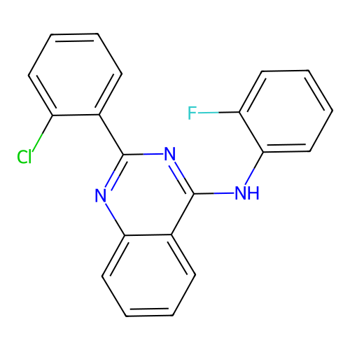 2-(2-chlorophenyl)-N-(2-fluorophenyl)quinazolin-4-amine structure