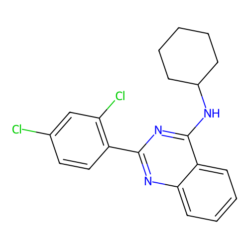 N-cyclohexyl-2-(2,4-dichlorophenyl)quinazolin-4-amine structure