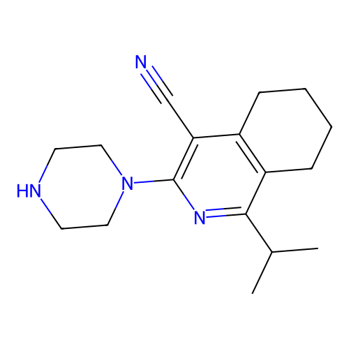 3-(Piperazin-1-yl)-1-(propan-2-yl)-5,6,7,8-tetrahydroisoquinoline-4-carbonitrile structure