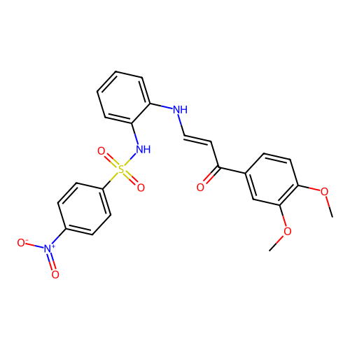 N-[2-[[3-(3,4-dimethoxyphenyl)-3-oxoprop-1-enyl]amino]phenyl]-4-nitrobenzenesulfonamide structure