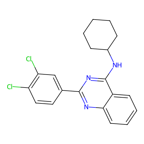 N-cyclohexyl-2-(3,4-dichlorophenyl)quinazolin-4-amine structure
