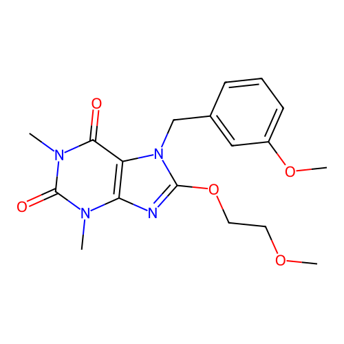 8-(2-Methoxyethoxy)-7-[(3-methoxyphenyl)methyl]-1,3-dimethylpurine-2,6-dione structure
