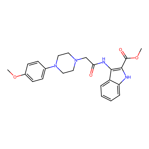 Methyl 3-[[2-[4-(4-methoxyphenyl)piperazin-1-yl]acetyl]amino]-1H-indole-2-carboxylate structure