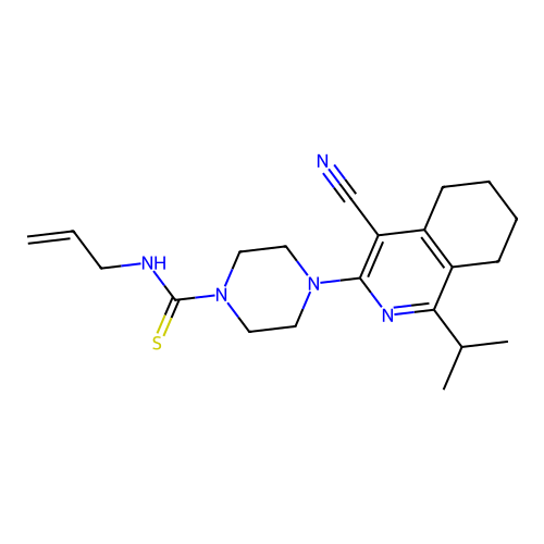 4-(4-cyano-1-propan-2-yl-5,6,7,8-tetrahydroisoquinolin-3-yl)-N-prop-2-enylpiperazine-1-carbothioamide structure