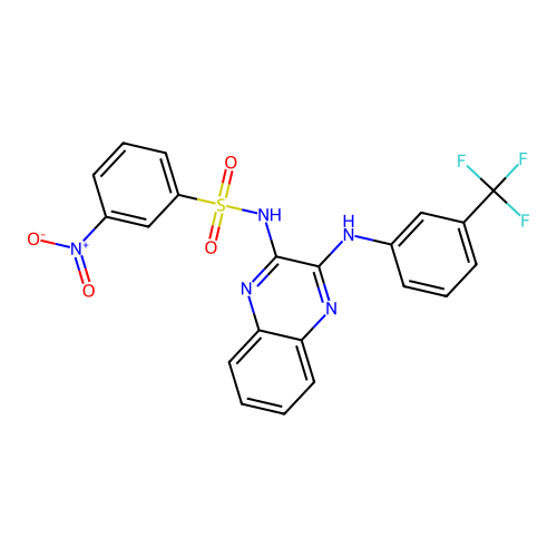 3-nitro-N-(3-{[3-(trifluoromethyl)phenyl]amino}quinoxalin-2-yl)benzenesulfonamide structure