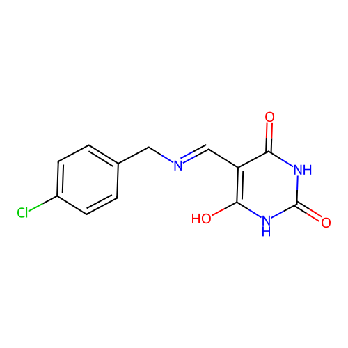 5-{[(4-chlorobenzyl)amino]methylene}-2,4,6(1H,3H,5H)-pyrimidinetrione structure