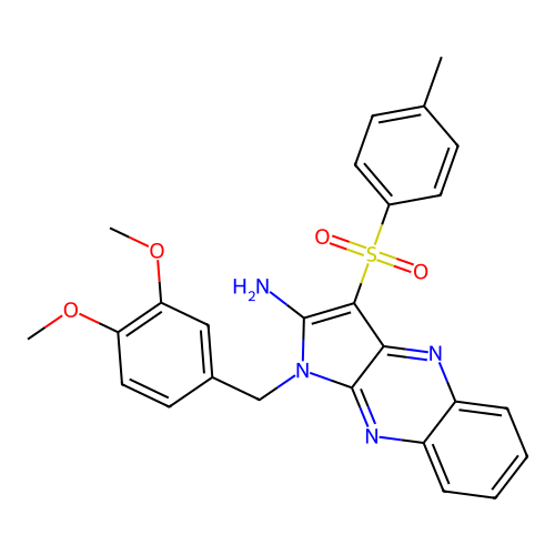1-(3,4-dimethoxybenzyl)-3-tosyl-1H-pyrrolo[2,3-b]quinoxalin-2-amine structure