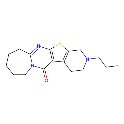 2-propyl-1,3,4,7,8,9,10,11-octahydropyrido[4'',3'':4',5']thieno[2',3':4,5]pyrimido[1,2-a]azepin-5(2H)-one structure