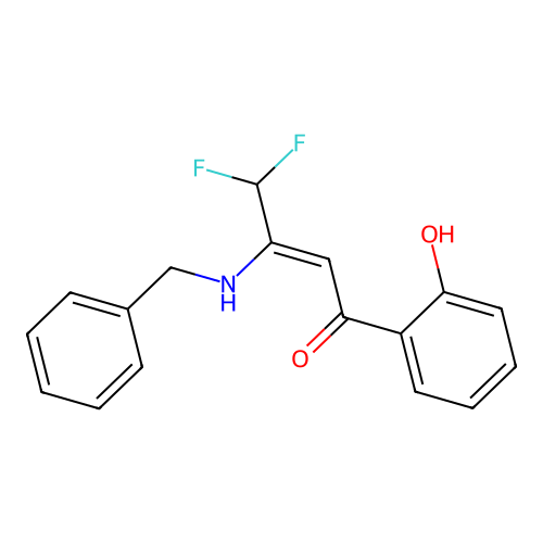 (Z)-3-(benzylamino)-4,4-difluoro-1-(2-hydroxyphenyl)but-2-en-1-one structure