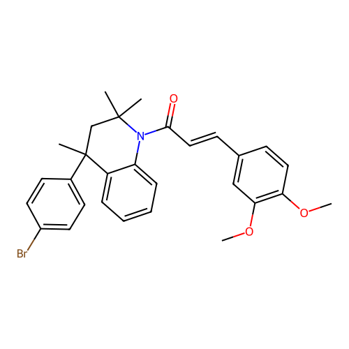 (2E)-1-[4-(4-bromophenyl)-2,2,4-trimethyl-3,4-dihydroquinolin-1(2H)-yl]-3-(3,4-dimethoxyphenyl)prop-2-en-1-one structure