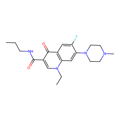 1-ethyl-6-fluoro-7-(4-methylpiperazin-1-yl)-4-oxo-N-propyl-1,4-dihydroquinoline-3-carboxamide structure