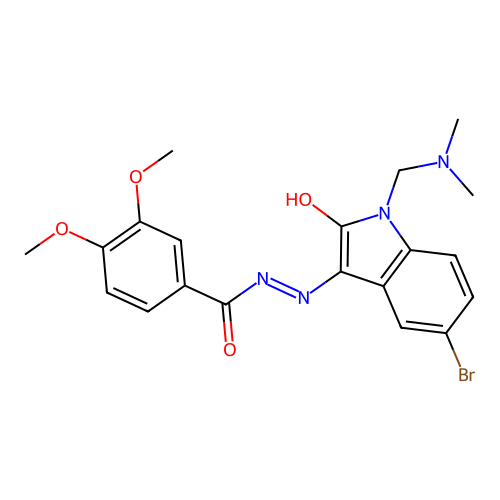 N'-[(3Z)-5-BROMO-1-[(DIMETHYLAMINO)METHYL]-2-OXO-2,3-DIHYDRO-1H-INDOL-3-YLIDENE]-3,4-DIMETHOXYBENZOHYDRAZIDE structure