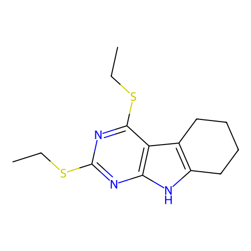 2,4-bis(ethylsulfanyl)-6,7,8,9-tetrahydro-5H-pyrimido[4,5-b]indole structure