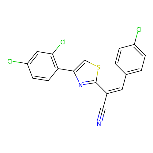 (Z)-3-(4-chlorophenyl)-2-(4-(2,4-dichlorophenyl)thiazol-2-yl)acrylonitrile structure
