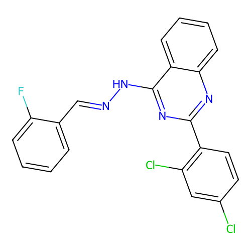 2-(2,4-dichlorophenyl)-4-[(2E)-2-(2-fluorobenzylidene)hydrazinyl]quinazoline structure