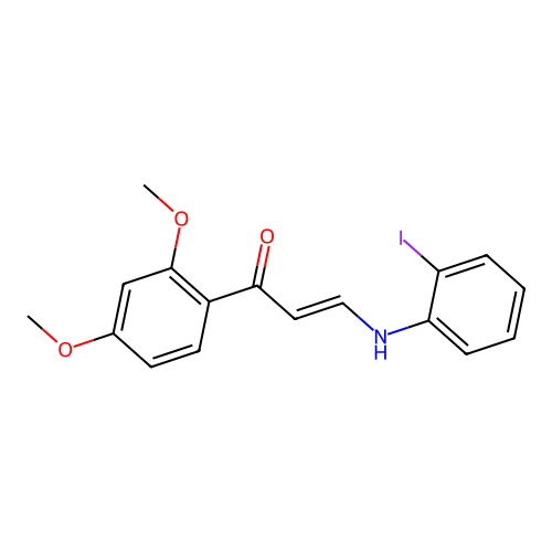 (2E)-1-(2,4-dimethoxyphenyl)-3-[(2-iodophenyl)amino]prop-2-en-1-one structure