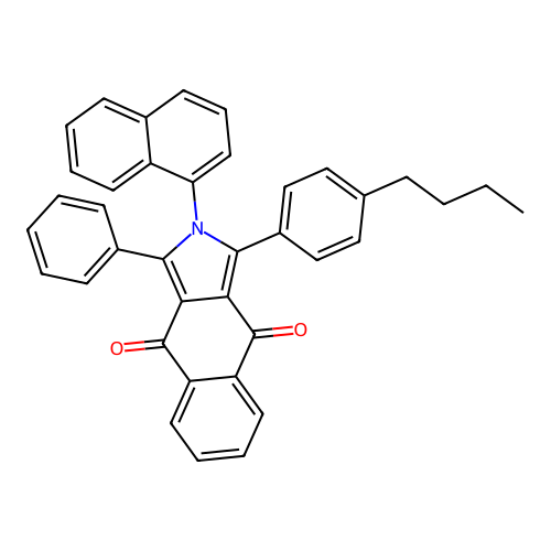 1-(4-butylphenyl)-2-(naphthalen-1-yl)-3-phenyl-2H-benzo[f]isoindole-4,9-dione structure