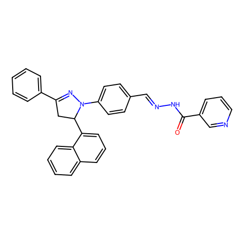 N'-(4-(5-(naphthalen-1-yl)-3-phenyl-4,5-dihydro-1H-pyrazol-1-yl)benzylidene)nicotinohydrazide structure