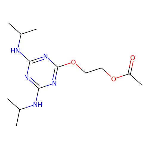 Acetic acid 2-(4,6-bis-isopropylamino-[1,3,5]triazin-2-yloxy)-ethyl ester structure