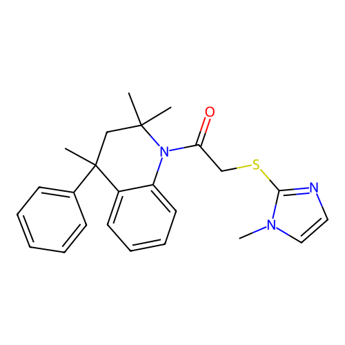2-(1-methylimidazol-2-yl)sulfanyl-1-(2,2,4-trimethyl-4-phenyl-3H-quinolin-1-yl)ethanone structure