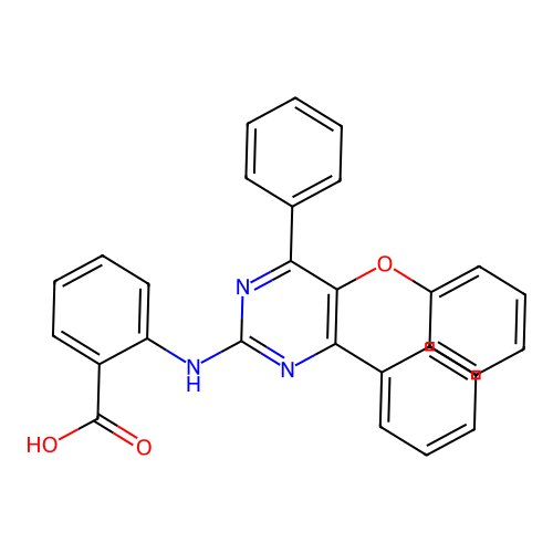 2-((5-Phenoxy-4,6-diphenylpyrimidin-2-yl)amino)benzoic acid structure
