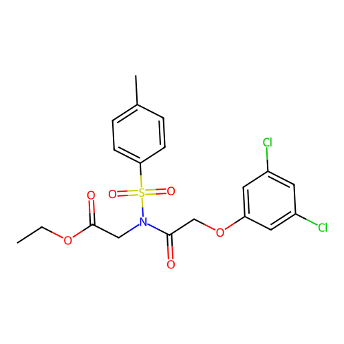 ethyl 2-(2-(3,5-dichlorophenoxy)-N-tosylacetamido)acetate structure