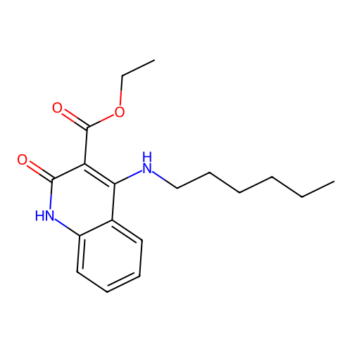 Ethyl 4-(hexylamino)-2-oxo-1,2-dihydroquinoline-3-carboxylate structure