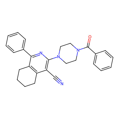 3-(4-benzoylpiperazin-1-yl)-1-phenyl-5,6,7,8-tetrahydroisoquinoline-4-carbonitrile structure