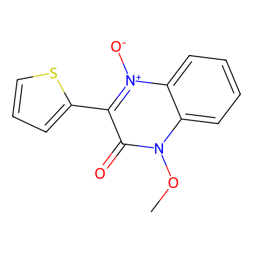 4-Methoxy-3-oxo-2-(thiophen-2-yl)-3,4-dihydroquinoxaline 1-oxide structure