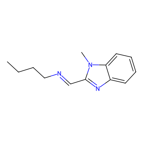 N-((1-methyl-1H-benzo[d]imidazol-2-yl)methylene)butan-1-amine structure