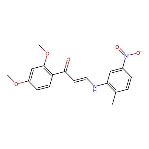 (2E)-1-(2,4-dimethoxyphenyl)-3-[(2-methyl-5-nitrophenyl)amino]prop-2-en-1-one structure