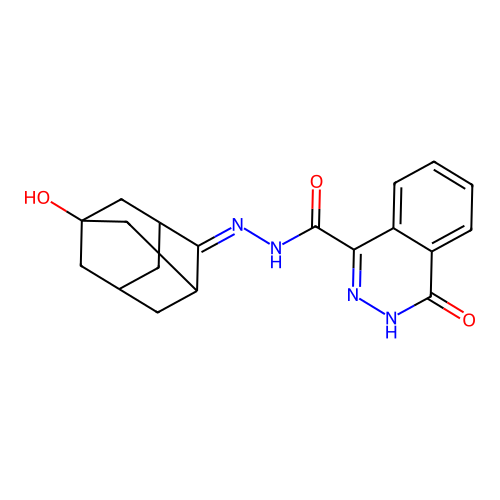(Z)-N'-((1R,3S,5S,7S)-5-hydroxyadamantan-2-ylidene)-4-oxo-3,4-dihydrophthalazine-1-carbohydrazide structure