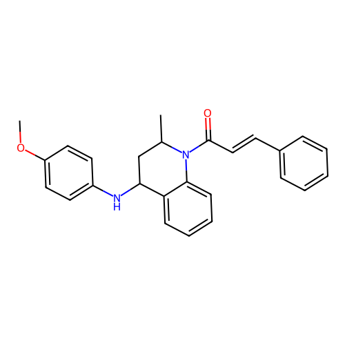 (2E)-1-{4-[(4-methoxyphenyl)amino]-2-methyl-3,4-dihydroquinolin-1(2H)-yl}-3-phenylprop-2-en-1-one structure
